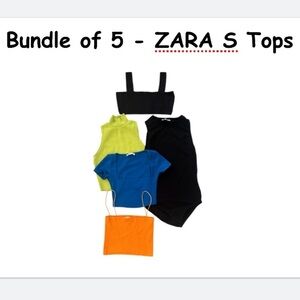 Zara Bundle Lot of 5 Stretchy Summer Casual Crop Top/Bodysuits, Size S